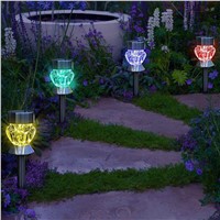 1pc 7 colors changeable LED Solar Lawn Light Outdoor Landscape Path Patio led Solar Lights Stainless Steel Solar LED Lamp