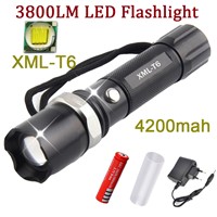 2017 CREE XM-L T6 Led Flashlight 3800Lumens Led Torch Zoomable Waterproof Tactical Flashlight lanterna for 18650 Camping Hiking