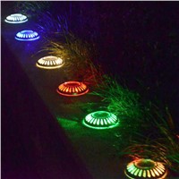 BEIAIDI 5pcs/lot UFO Solar Underground Buried Deck Light 6Leds Waterproof Pathway Ground Floor Light Dock Path Road Light