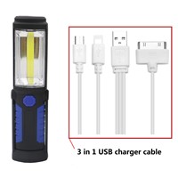 Rechargeable COB LED Magnetic Flashlight Inspection Work Lamp Light with Multi-function USB Cable Built in battery for emergency