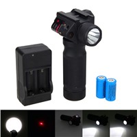 1800 Lumen LED Flashlight Red Laser Pointer Light Tactical Torch Military Hunting Shooting + 2 CR123A Battery +Charger