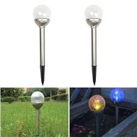 2Pcs/lot crystal ball Solar Lawn Light Color-Changing LED Garden Landscape Path Pathway Lights Outdoor Grounding Sun Light