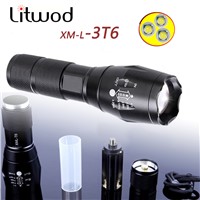 Litwod LED flashlight XM-3T6 8000LM Adjustable Zoomable Flashlamp LED Light Torch Lantern Flashlight Rechargeable powerful torch