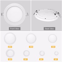JJD 9W/12W/15W/18W/24W/ Round Panel LED Aluminum LED Panel Light Surface Mounted Downlight Recessed ceiling down lamp 110V 220V