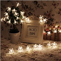 2.2M 20 Leds Fairy Battery Plum Blossom Flower String Lights Wedding Party Decoration Christmas Indoor Curtain Holiday