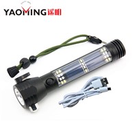 LED USB tactical Solar flashlight Yellow / white 4000Lumens CREE XHP70 / 50 LED Flashlight SOS 130M waterproof