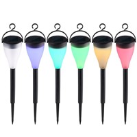 BEIAIDI 6pcs Solar Garden Landscape Pathway Ground Floor Road Deck Lights 7 Color Changing Solar Pathway Lawn Light With Stake