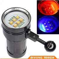 18000LM Hot 4x Red Light + 4x UV LED Torch Underwater Video Diving Flashlight Lamp 6x 9090 LED White Light Activefire torch