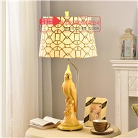 TUDA American Country Yellow Parrot Table Lamp for Bedroom Bedside Lamp Study The Living Room Decorative LED Table Lamp