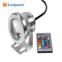 Lumiparty New 10W Waterproof Outdoor RGB Light LED Flood Light with Remote Control AC/DC 12V-24V Silver Night Light