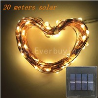 Solar Power String Light Waterproof LED Strip 20M Copper Wire lamp Warm White For Outdoor Christmas decor string lights 8 Modes