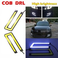 12V Head Lamp Car Styling 2pcs White COB LED car Daytime Running Driving Light  COB DRL high brightness