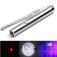 Multifunction 3 in 1 Portable Mini Penlight Pocket LED Laser UV Flashlight Torch Pen light With Hook Battery Operation