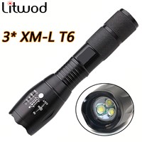 A100 led tactical flashlight 3* XM-L T6 Metallic Material 5 Switch Modes Zoomable Bright 9000LM lantern led Torch Lighting
