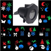 Outdoor LED Lawn Lamps Laser Spots Projector Waterproof 12 Cards Party Light Christmas XmasSnowflake Lights for Kids Birthday