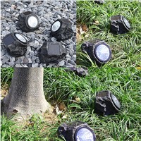 2PCS Solar Decorative Rock Stone Lights Resin Material 4 LED Outdoor Garden Yard Lawn Lamp Imitation Stone Appearance