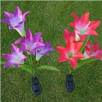 Kitop 2pcs/lot Waterproof Solar Lights Lily Flower Red/Purple Outdoor Landscape Decoration Garden Yard Lawn White Lights