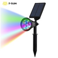 T-SUNRISE 7 LED Solar Spot light Auto Color-Changing Outdoor Lighting Solar Powered Lamp Landscape Wall Light for Decoration
