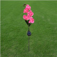 Hi-Lumix 2PC IP55 Waterproof Solar Powered butterfly orchid Pink Flower Landscape Decoration Outdoor Garden Yard Lawn Lights