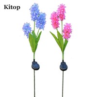 Kitop 2PC Outdoor Decorative 3LED Solar Lamp Hyacinth Flower for Lawn Patio Pathway Driveway Landscape Lighting Waterproof