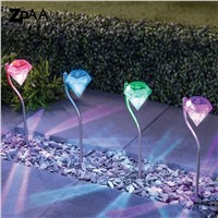 4 pcs/lot Colorful Solar LED Lamp Diamond Waterproof Outdoor Lawn Lamps Stainless Steel Street Night Light For Garden Lands