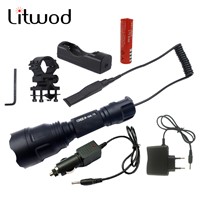 Litwod XM-T6 LED Flashlight 5000LM Tactical Flashlight Aluminum Hunting Flash Light Torch Lamp +18650+Charger+Gun Mount