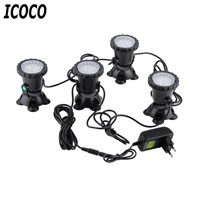 ICOCO New High Quality 4pcs Underwater Garden Fountain Fish Tank PooL Pond 36LED Spot Light for EU plug Wholesale Drop shipping