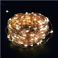 Solar String Light 20M/200LED Copper Wire 2Round Flashing Outdoor Fairy Light Warm White For Holiday Christmas Party Decoration