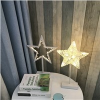 Hand-Crafted 40cm White LED Night Light Star Heart love Shape Lamp Battery Power Girls Room Romantic Decorative Night Table Lamp
