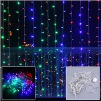 ICOCO 6M X 3M 600 LEDs 110V String Fairy Light Christmas Wedding Curtain Lights Indoor/ Outdoor Decor Lighting 5 Colors US Plug