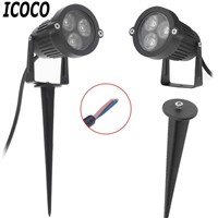 ICOCO 2pcs Waterproof 3W LED Lawn Lamp With Pin Base For Garden Path Courtyard Spot Light 85-265V Outdoor Landscape Spike Lights