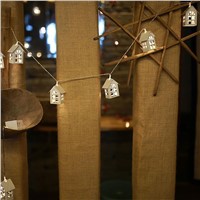165cm 10 Leds Wooden House Shape String Light for Living Room Wedding Party Christmas  Decoration  Lights with Mini House window