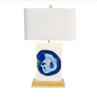 Post-modern Luxurious Blue Marble Fabric E27 Table Lamp for Living room Bedroom Study Deco Lighting H 65cm 80-265V 1562