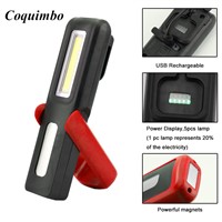 2017 Portable COB LED Flashlight Magnetic Work Light USB Rechargeable Lantern Power display Hanging Torch Lamp For Work