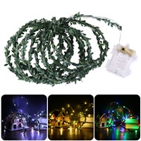 50 LEDs 5M Green Leaf LED String Rattan Ball Light Bulb Fairy Lighting Holiday Christmas Garden Decoration Energy Save Lights