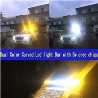 Dual Color Curved LED Light Bar 33 34inch 150W Off-road Light Bar White Amber Yellow Spot Flood Combo Beam LED Work Diving Light