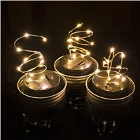 LumiParty LED DIY Light String Solar Battery Operated Mason Jar Lid Insert Copper Fairy Strip Wire Outdoor Party Decoration Nigh