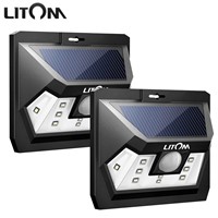 Litom 2PCS Mini 10 LED Solar Lighting Motion Sensor Outdoor Wall Waterproof Wide Range Night Lampion for Garden Path Patio