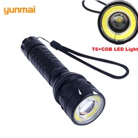 COB Flashlight Adjustable Self Defense Camping Torch Cree XM L-T6 LED Flash Light Zoom Waterproof Super Power Lanterna LED Lamp