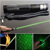 Protable Mini High Power Green Laser Flashlight 303 Lazer Torch Focus Visible Beam Adjustable Flashlight with Free 2 Safe Key