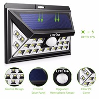 LITOM SUPER BRIGHT LED Solar Powered Lights Outdoor Wireless Motion Sensor Lighting Security Waterproof Wall Spotlights