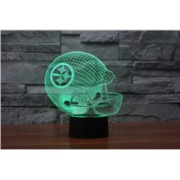 AGM NFL LED 3D Touch Lamp Pittsburgh Steelers Night Light Helmet 7 Colors Changing Sleeping Lampara Beside Desk Atmosphere Lamp