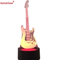 Guitar Model Illusion 3D Night Lamp 3D Light Electric LED 7 Color Changing USB Touch Sensor Desk Light Night Light