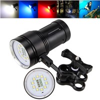 10x XM-L2+4x R+4x B 12000LM LED Photography Video Scuba Diving Flashlight Torch