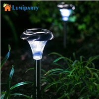 LumiParty Set of 6 Solar Path Lights Waterproof Garden Pathway Lights for Outdoor Yard Driveway Lawn Silver Stainless