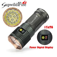 Supwildfire 50000LM 15 x XM-L T6 LED Power Digital Display Hunting Flashligt 7.20