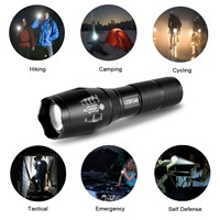 LEDGLE IP54 Rechargeable 800lm Flashlights Zoomable Electric Torch with Lanyard 5 Lighting Modes Battery Powered