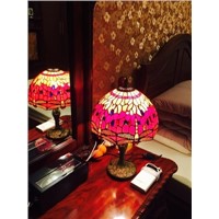 FUMAT Tiffany Pastoral Bed Room Bedside Table Lamp Living Room Luxury Vintage Classic Creative Dimmer Stained Glass Table Lamps
