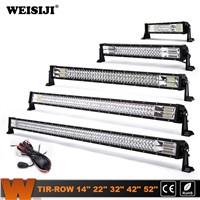 WEISIJI 3-Row 14&quot;162W 22&quot;270W 32&quot;405W 42&quot;540W 52&quot;675W LED Light Bar Spot Pencil Combo Beam LED Work Light Bar DC 12V 24V LED Bar