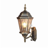 European vintage bronze aluminum E27 LED bulb outdoor wall lamp American retro glass wall light fixture